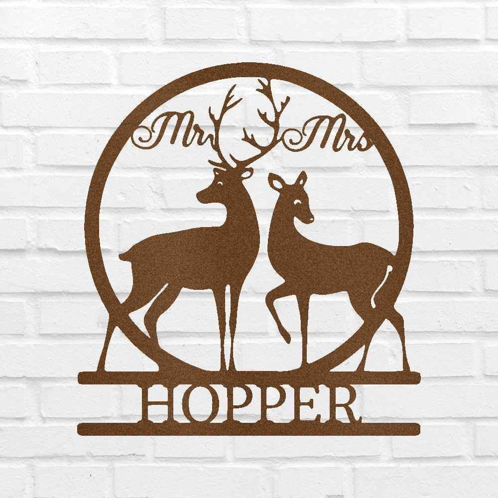 Mr and Mrs Deer Personalized Gifts - Custom Metal Sign - GiFTiFY