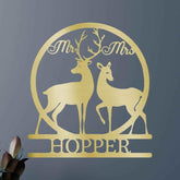Mr and Mrs Deer Personalized Gifts - Custom Metal Sign - GiFTiFY
