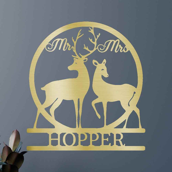 Mr and Mrs Deer Personalized Gifts - Custom Metal Sign - GiFTiFY