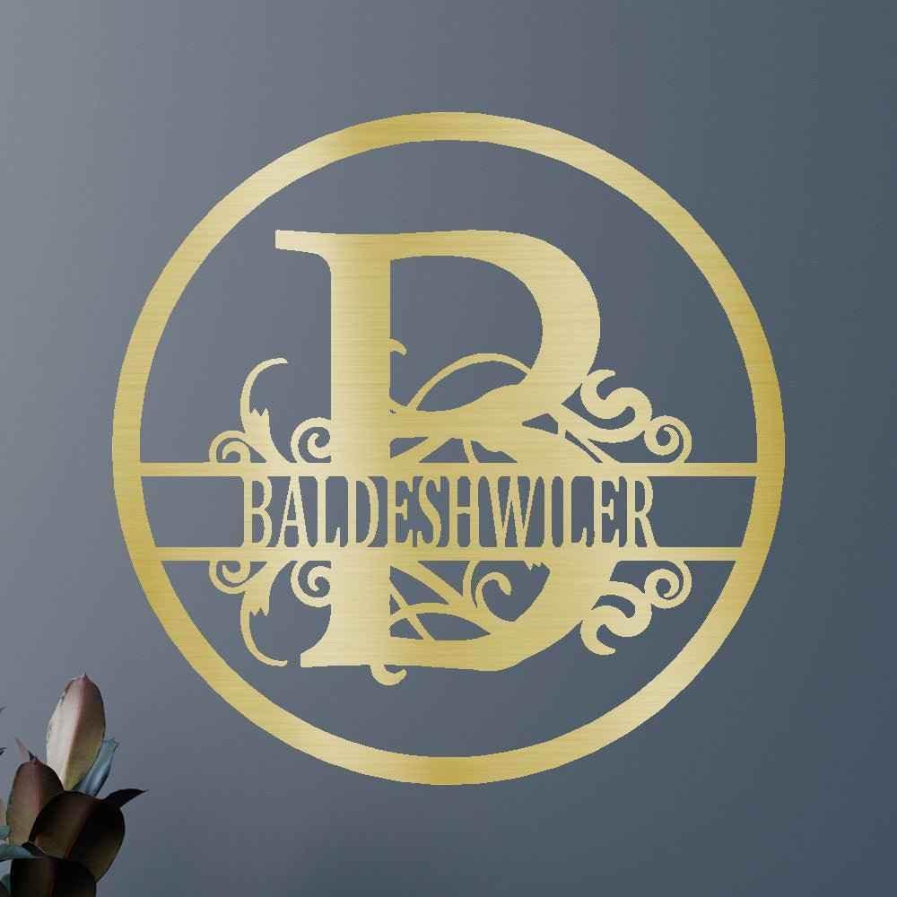 Name Metal Wall Art Sign - Custom Metal Sign, Split Circle Monogram - GiFTiFY