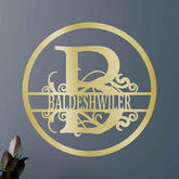 Name Metal Wall Art Sign - Custom Metal Sign, Split Circle Monogram - GiFTiFY