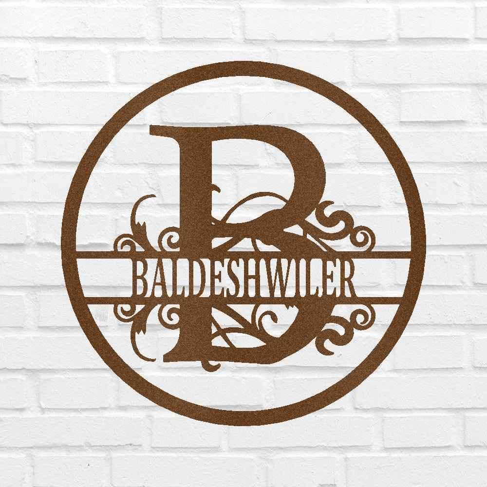 Name Metal Wall Art Sign - Custom Metal Sign, Split Circle Monogram - GiFTiFY
