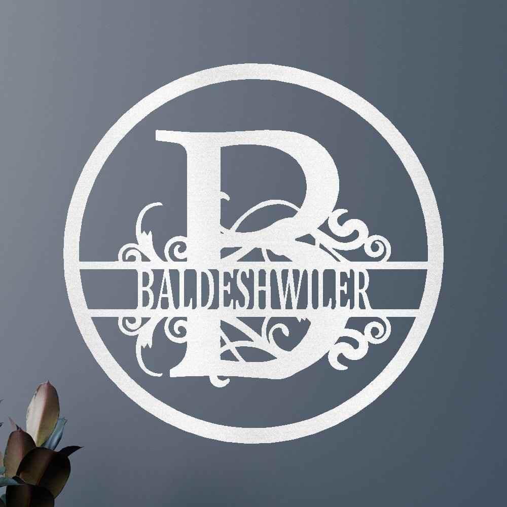 Name Metal Wall Art Sign - Custom Metal Sign, Split Circle Monogram - GiFTiFY