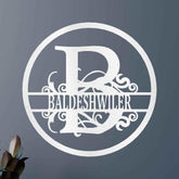 Name Metal Wall Art Sign - Custom Metal Sign, Split Circle Monogram - GiFTiFY