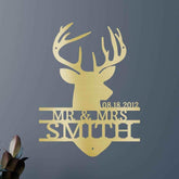 Name Sign - Custom Metal Sign, Deer Head Monogram, Christmas Gift - GiFTiFY