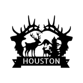 Name Sign - Custom Metal Sign, Antler Artwork, Christmas Gift - GiFTiFY