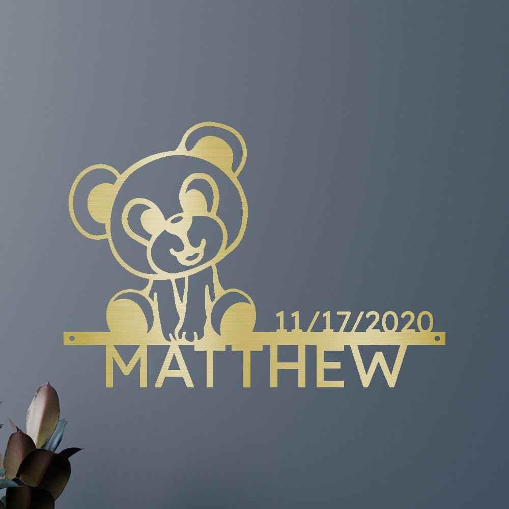 Newborn Baby Gift - Custom Metal Sign, Teddy Design - GiFTiFY