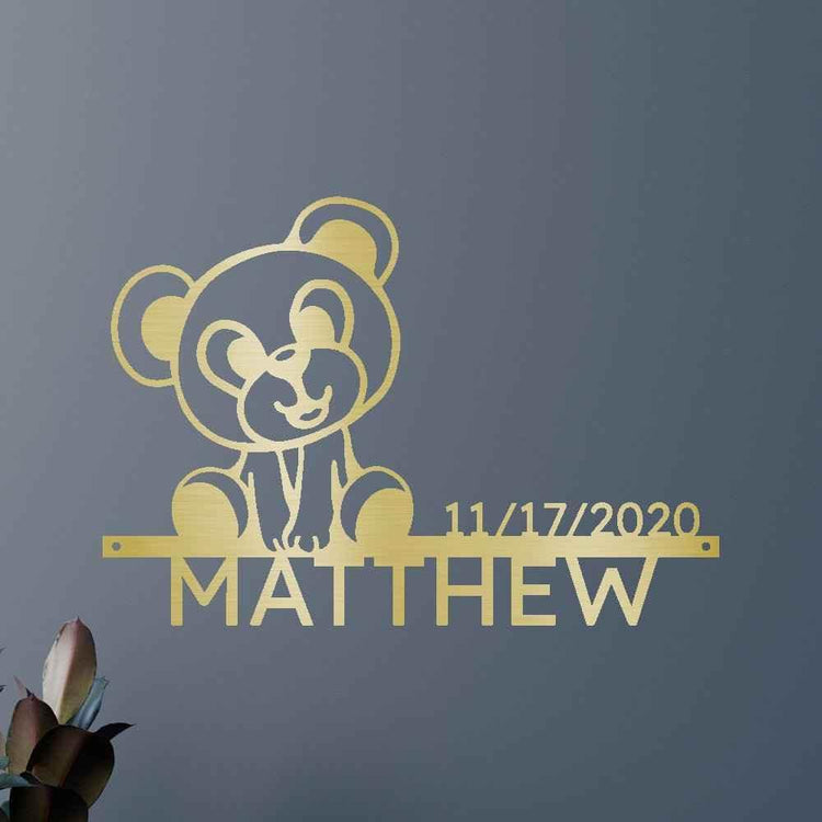 Newborn Baby Gift - Custom Metal Sign, Teddy Design - GiFTiFY