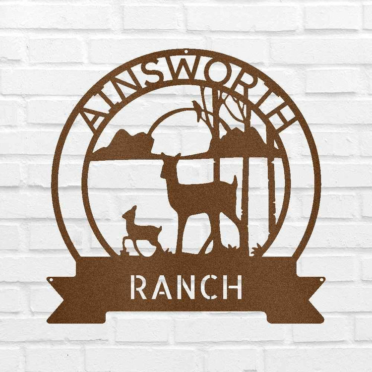 Ranch Deer Sunset Personalized Gifts - Custom Metal Sign - GiFTiFY