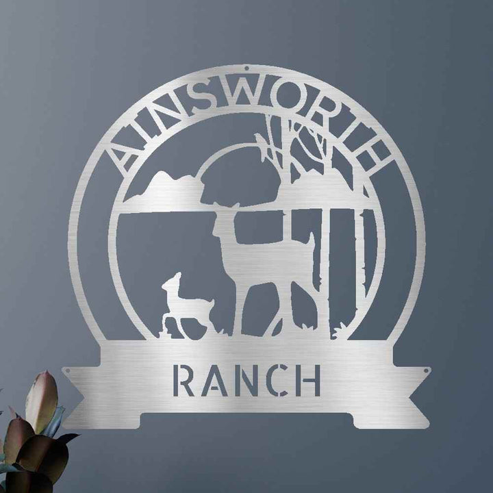 Ranch Deer Sunset Personalized Gifts - Custom Metal Sign - GiFTiFY