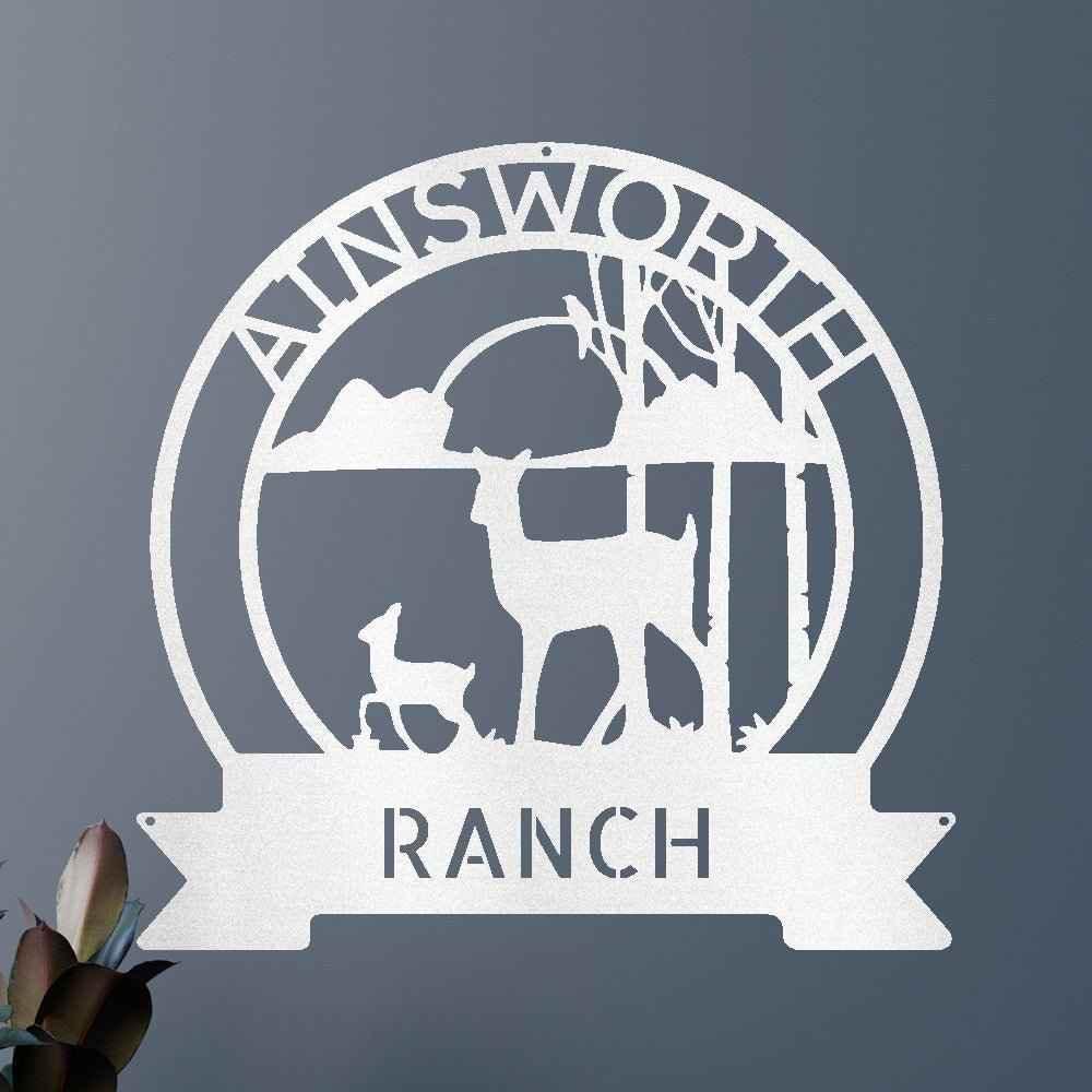 Ranch Deer Sunset Personalized Gifts - Custom Metal Sign - GiFTiFY