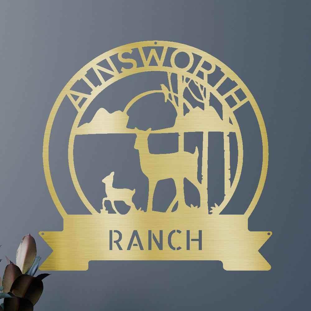 Ranch Deer Sunset Personalized Gifts - Custom Metal Sign - GiFTiFY