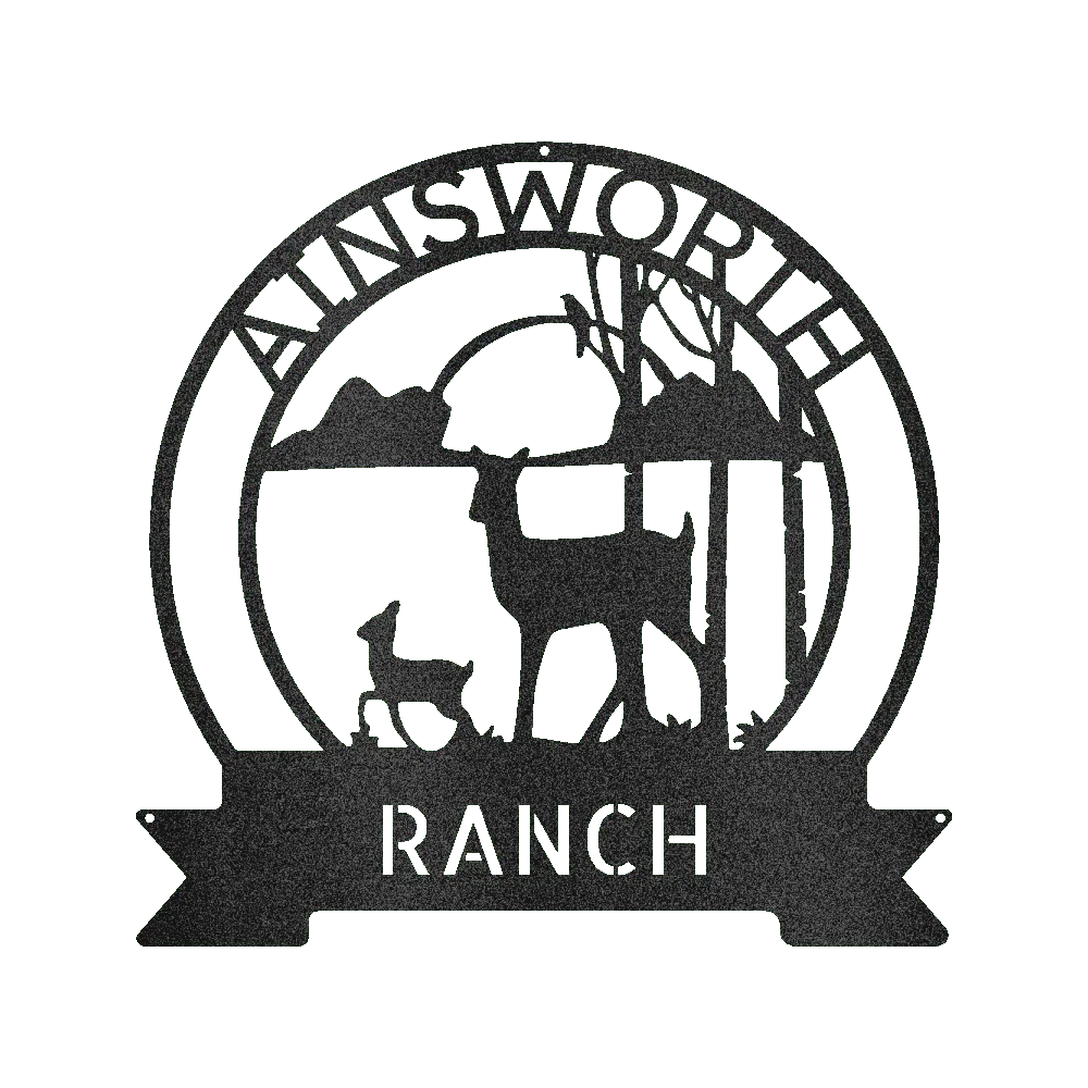 Ranch Deer Sunset Personalized Gifts - Custom Metal Sign - GiFTiFY