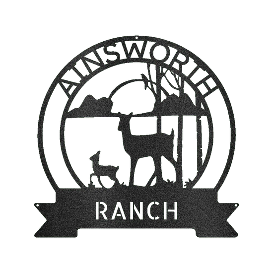 Ranch Deer Sunset Personalized Gifts - Custom Metal Sign - GiFTiFY