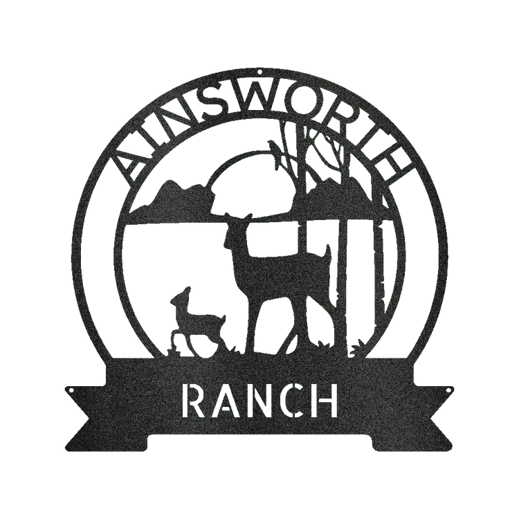 Ranch Deer Sunset Personalized Gifts - Custom Metal Sign - GiFTiFY