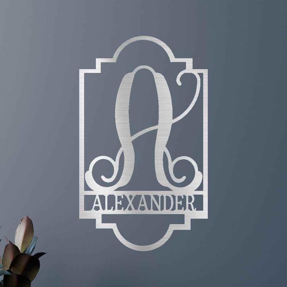 Regal Personalized Gifts - Custom Metal Sign, Split Letter, Last Name - GiFTiFY