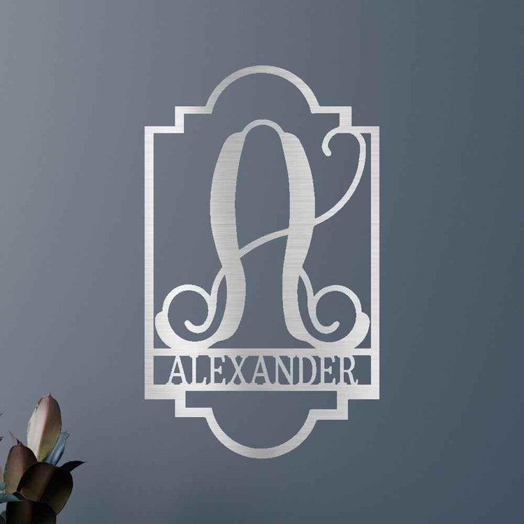 Regal Personalized Gifts - Custom Metal Sign, Split Letter, Last Name - GiFTiFY