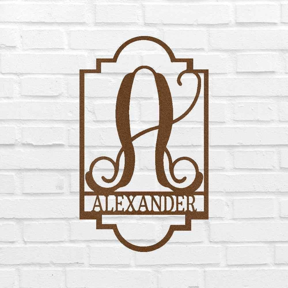 Regal Personalized Gifts - Custom Metal Sign, Split Letter, Last Name - GiFTiFY