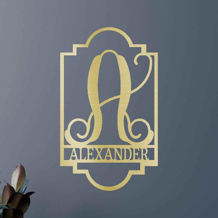 Regal Personalized Gifts - Custom Metal Sign, Split Letter, Last Name - GiFTiFY