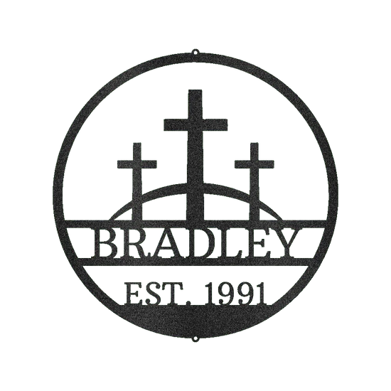 Three Crosses Jesus Personalized Gifts - Custom Metal Sign, In Loving Memory - GiFTiFY