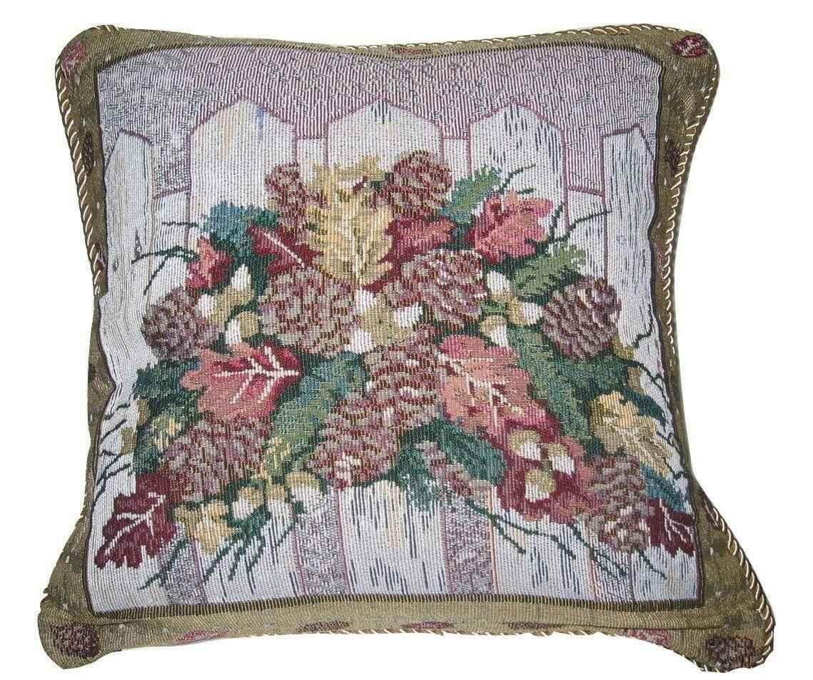 DaDa Bedding Set of 2-Pieces Festive Holiday Fiesta Floral Botanical Tapestry Throw Pillow Covers w/ Inserts - 18" x 18"