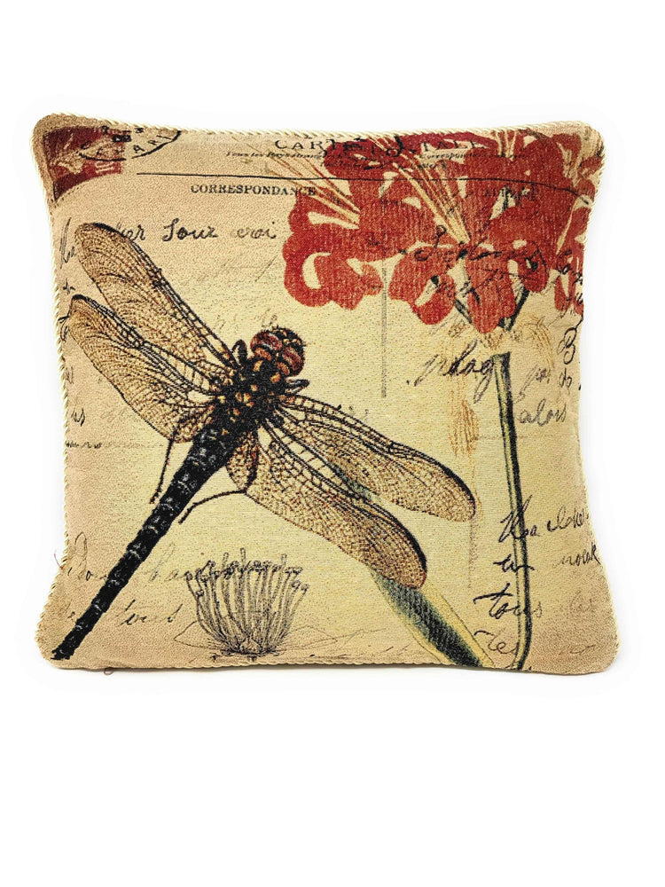 DaDa Bedding Set of 2-Pieces Dragonfly Dreams Nature Garden Tapestry Throw Pillow Covers w/ Inserts - 18" x 18"
