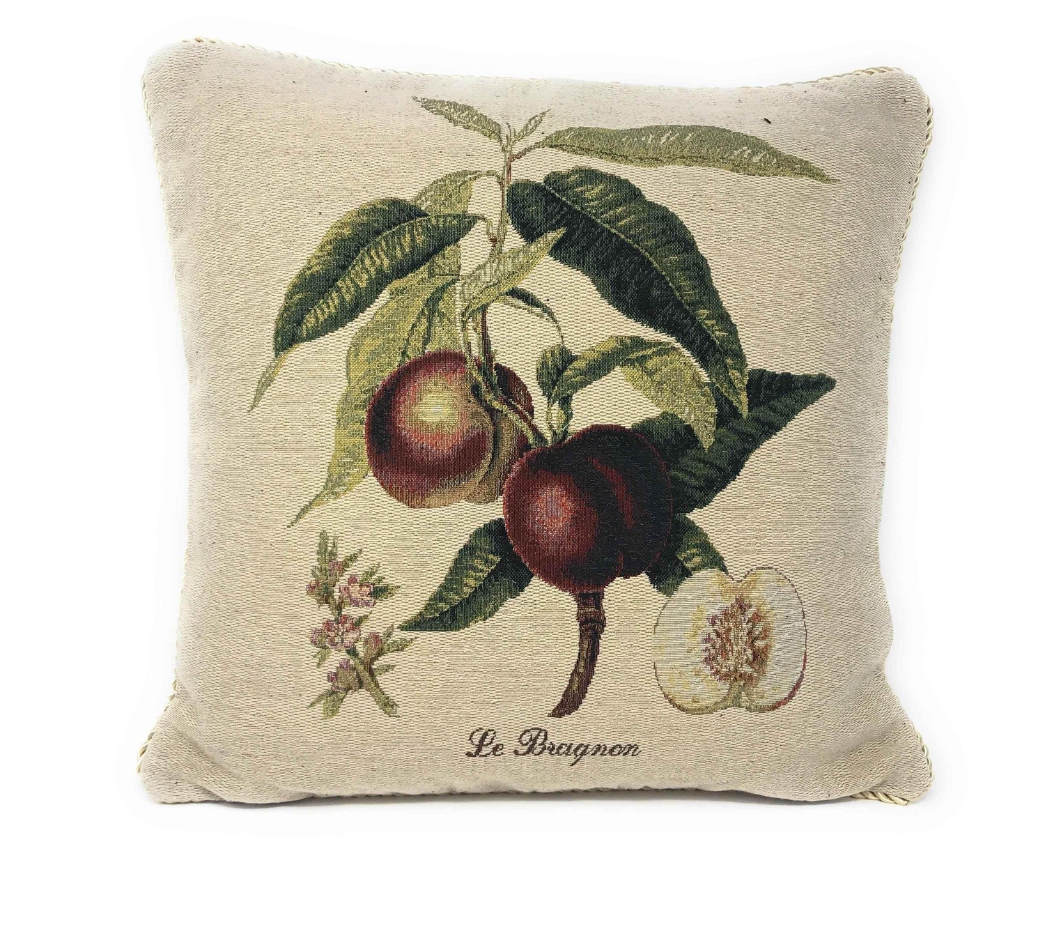 DaDa Bedding Set of 2-Pieces Nectarine Fruits Garden Tapestry Throw Pillow Covers w/ Inserts - 18" x 18"