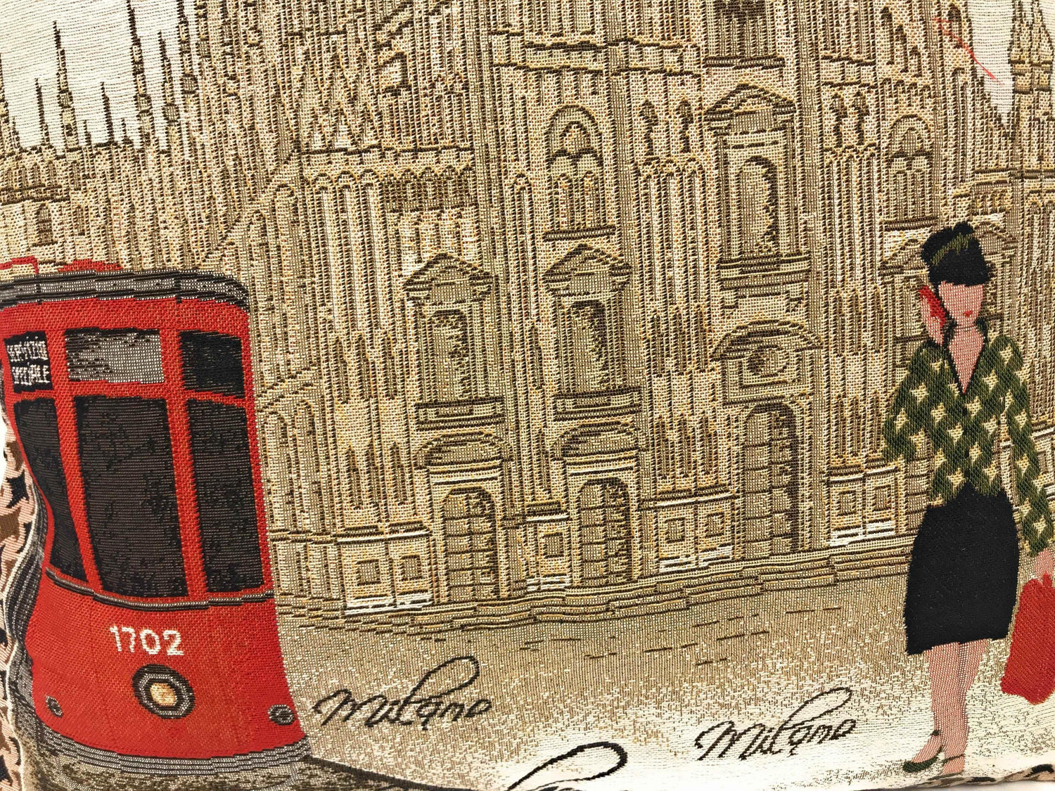 DaDa Bedding Set of 2-Pieces Postcard Milan Tapestry Throw Pillow Covers w/ Pillow Inserts, 18" x 18"