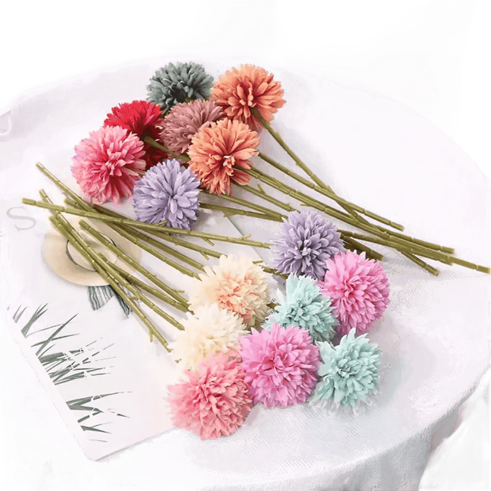 Pink and White Silk Kiku Flowers Bouquet Flower by Yajia Decorative Store