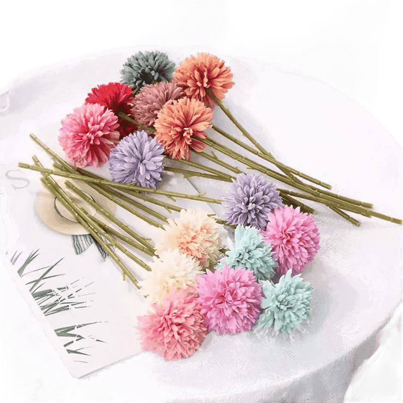 Pink and White Silk Kiku Flowers Bouquet Flower by Yajia Decorative Store
