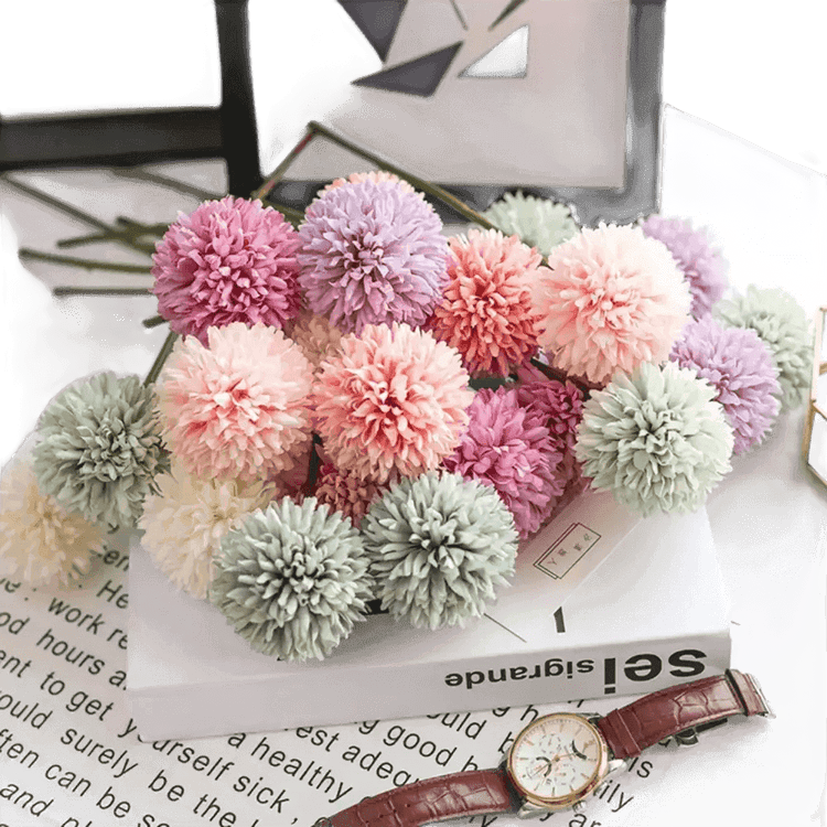Pink and White Silk Kiku Flowers Bouquet - GiFTiFY