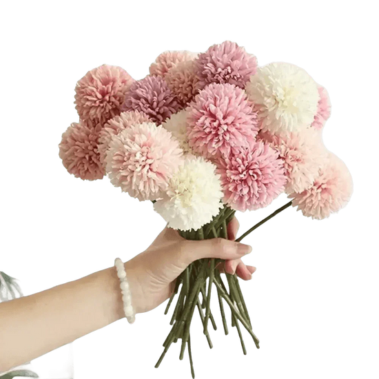 Pink and White Silk Kiku Flowers Bouquet - GiFTiFY