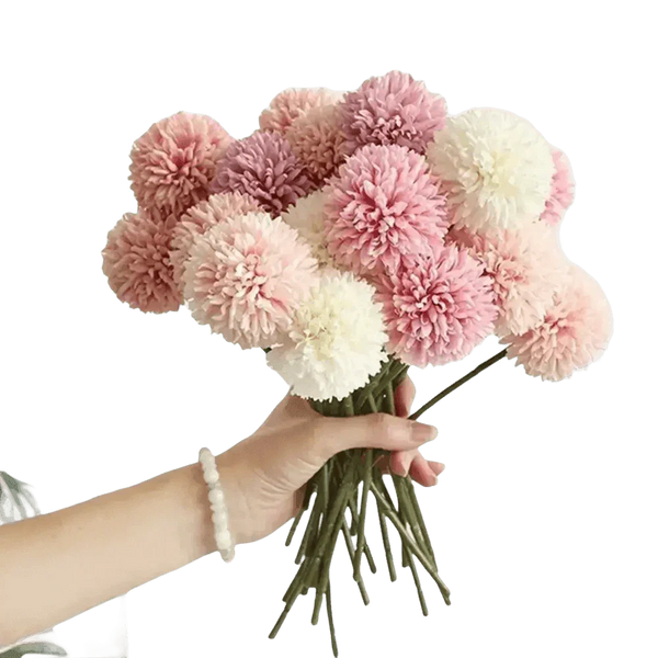 Pink and White Silk Kiku Flowers Bouquet - GiFTiFY