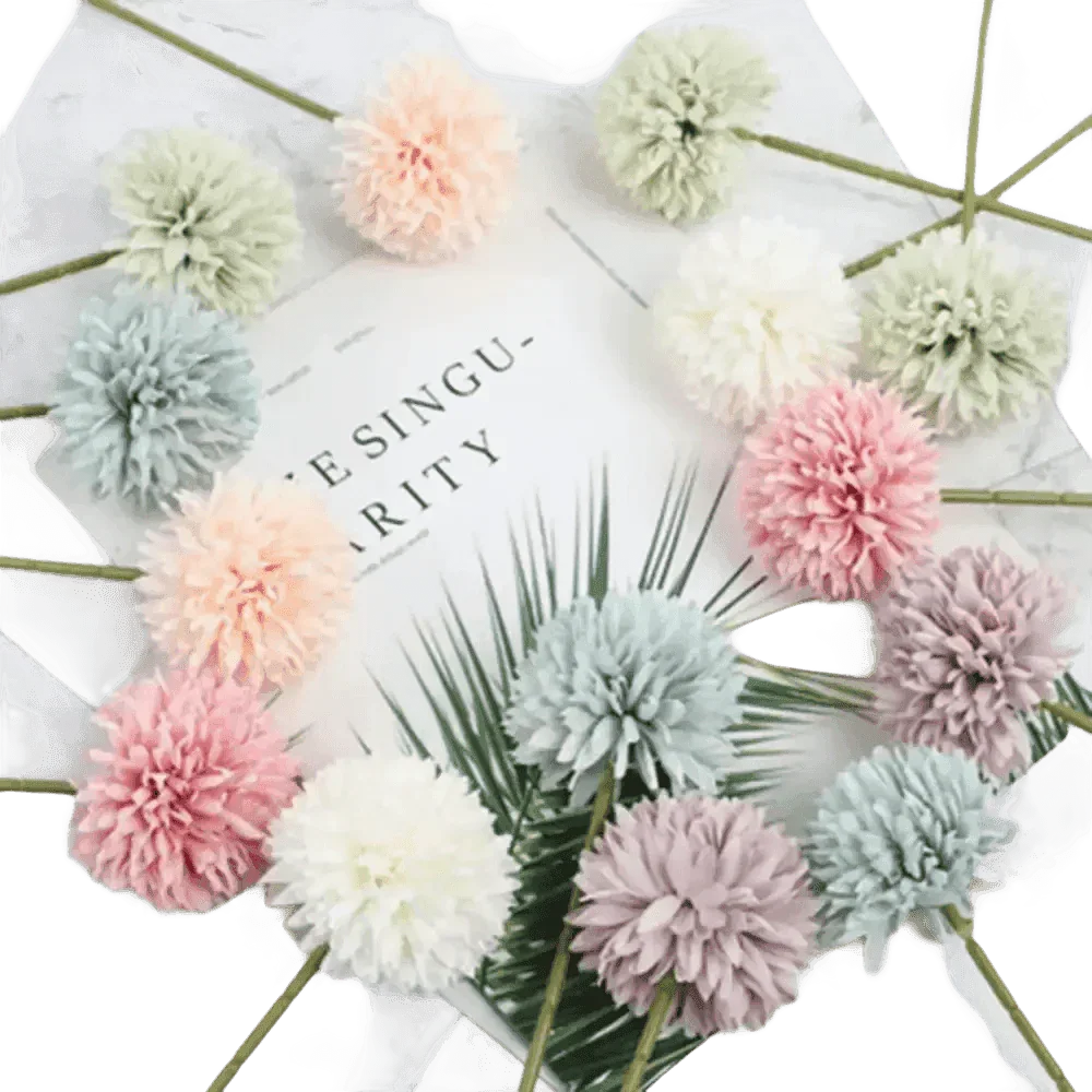 Pink and White Silk Kiku Flowers Bouquet Flower by Yajia Decorative Store