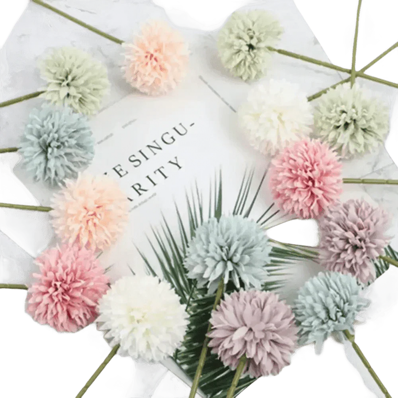 Pink and White Silk Kiku Flowers Bouquet Flower by Yajia Decorative Store