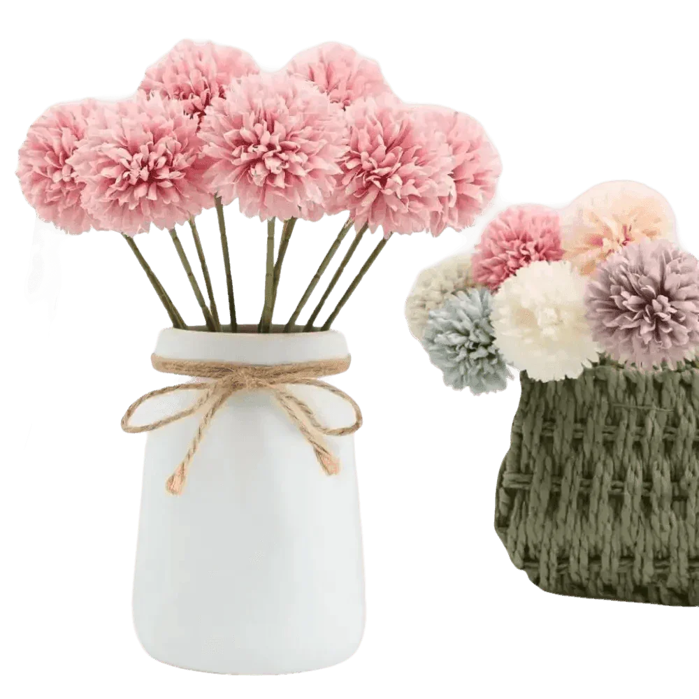 Pink and White Silk Kiku Flowers Bouquet Flower by Yajia Decorative Store