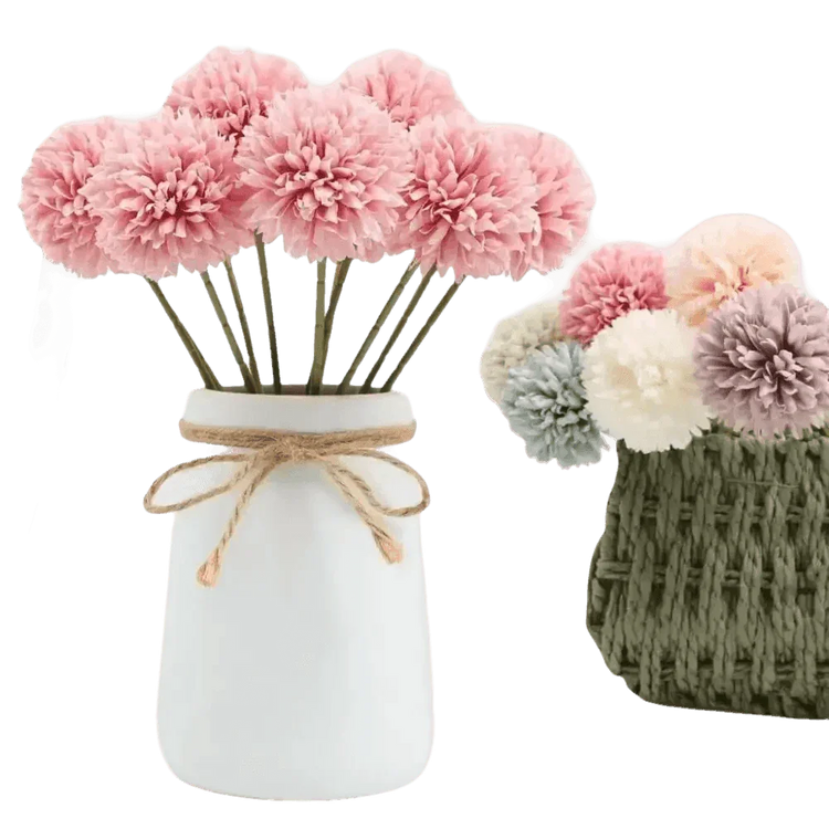 Pink and White Silk Kiku Flowers Bouquet - GiFTiFY