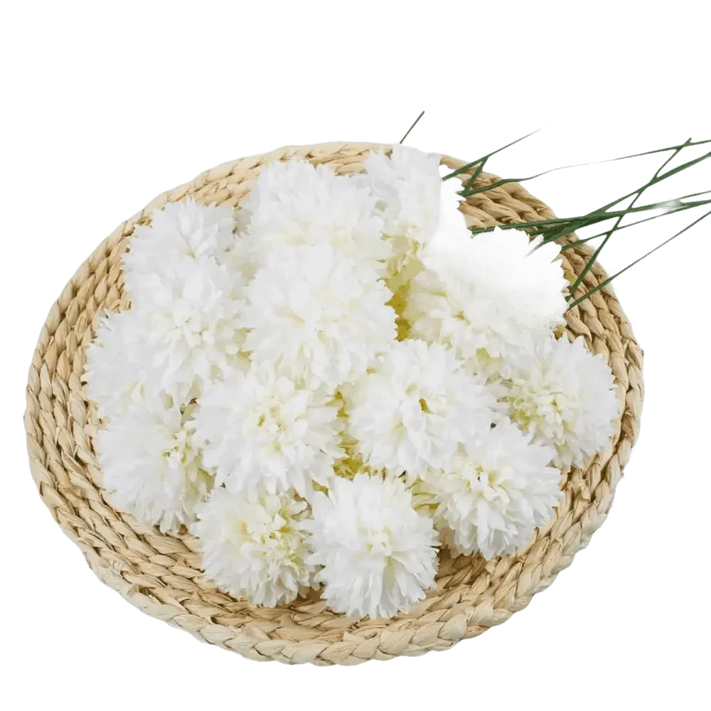 Pink and White Silk Kiku Flowers Bouquet Flower by Yajia Decorative Store