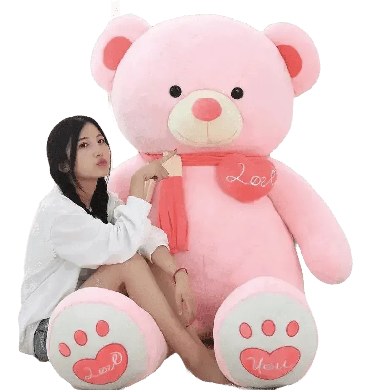 Pink Plush Teddy Bear with Heart Big Size Teddy Bear 100cm Plush Toy Pink 100cm Plush Toy Teddy Bear - GiFTiFY