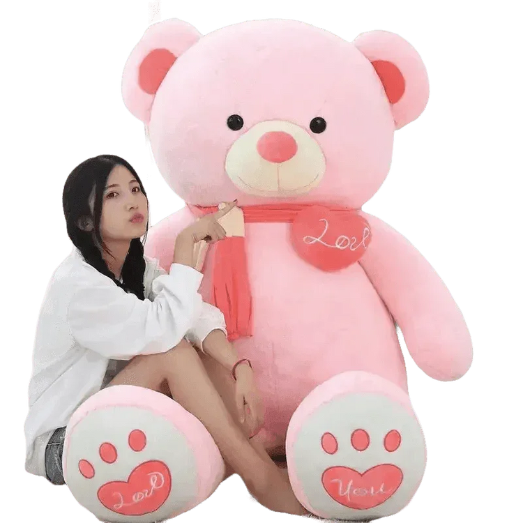 Pink Plush Teddy Bear with Heart Big Size Teddy Bear 100cm Plush Toy Pink 100cm Plush Toy Teddy Bear - GiFTiFY