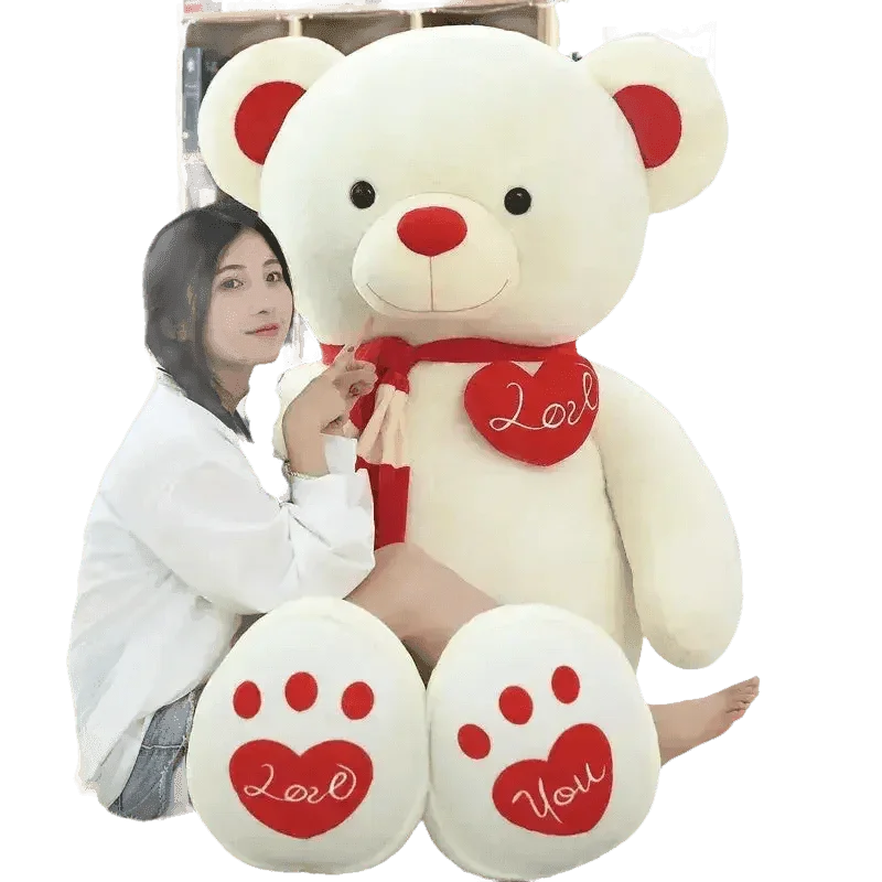 Pink Plush Teddy Bear with Heart Big Size Teddy Bear 100cm Plush Toy Pink 100cm Plush Toy Teddy Bear - GiFTiFY