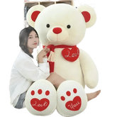Pink Plush Teddy Bear with Heart Big Size Teddy Bear 100cm Plush Toy Pink 100cm Plush Toy Teddy Bear - GiFTiFY