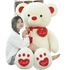 Pink Plush Teddy Bear with Heart Big Size Teddy Bear 100cm Plush Toy Pink 100cm Plush Toy Teddy Bear - GiFTiFY