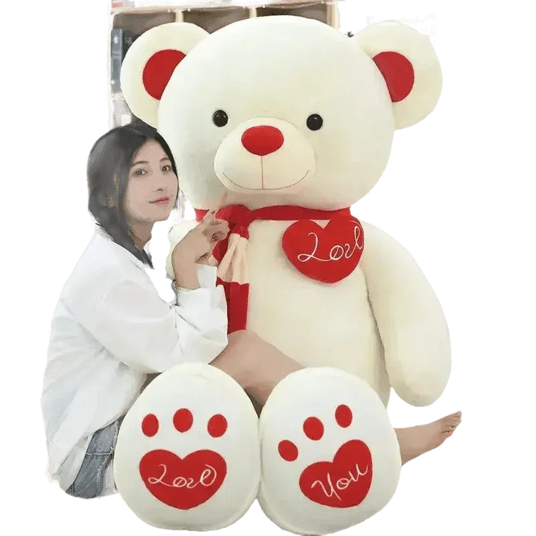 Pink Plush Teddy Bear with Heart Big Size Teddy Bear 100cm Plush Toy Pink 100cm Plush Toy Teddy Bear - GiFTiFY