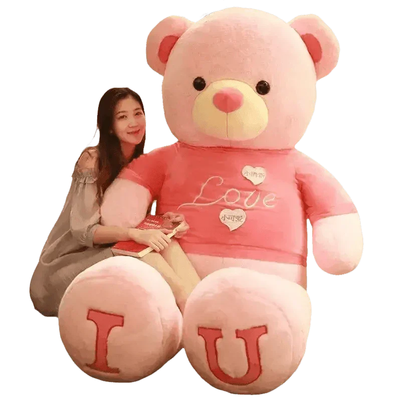 Pink Plush Teddy Bear with Heart Big Size Teddy Bear 100cm Plush Toy Pink 100cm Plush Toy Teddy Bear - GiFTiFY