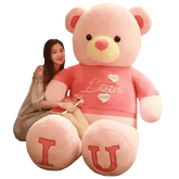 Pink Plush Teddy Bear with Heart Big Size Teddy Bear 100cm Plush Toy Pink 100cm Plush Toy Teddy Bear - GiFTiFY