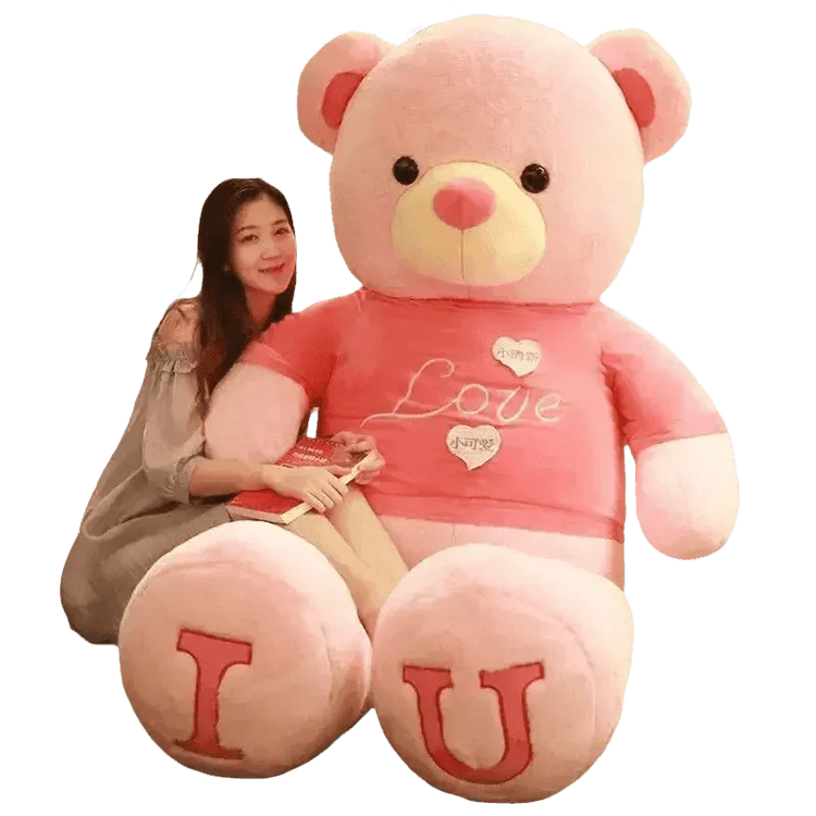 Pink Plush Teddy Bear with Heart Big Size Teddy Bear 100cm Plush Toy Pink 100cm Plush Toy Teddy Bear - GiFTiFY
