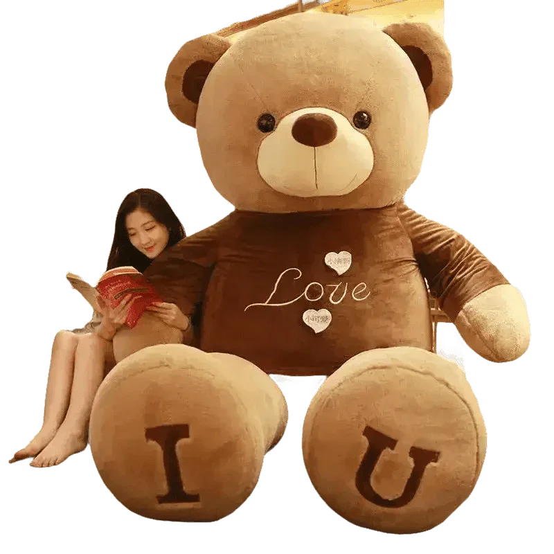 Pink Plush Teddy Bear with Heart Big Size Teddy Bear 100cm Plush Toy Pink 100cm Plush Toy Teddy Bear - GiFTiFY