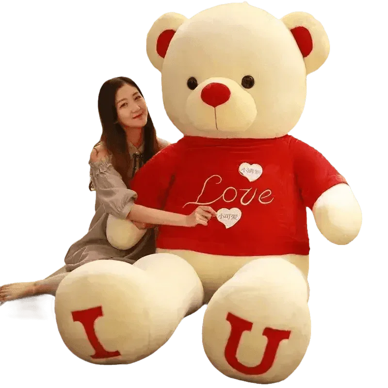 Pink Plush Teddy Bear with Heart Big Size Teddy Bear 100cm Plush Toy Pink 100cm Plush Toy Teddy Bear - GiFTiFY