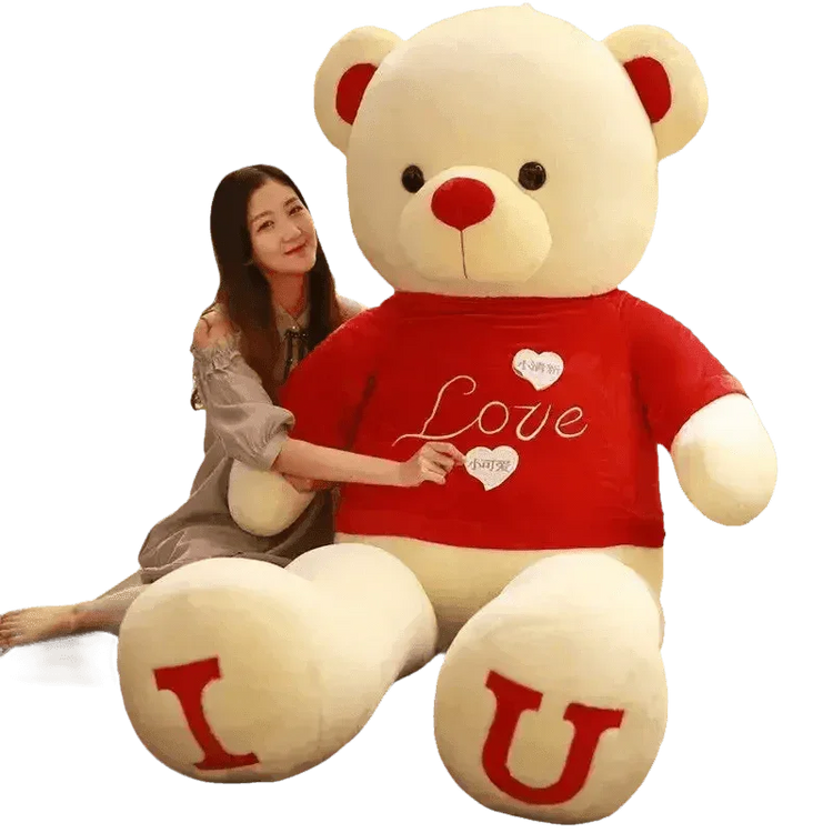 Pink Plush Teddy Bear with Heart Big Size Teddy Bear 100cm Plush Toy Pink 100cm Plush Toy Teddy Bear - GiFTiFY